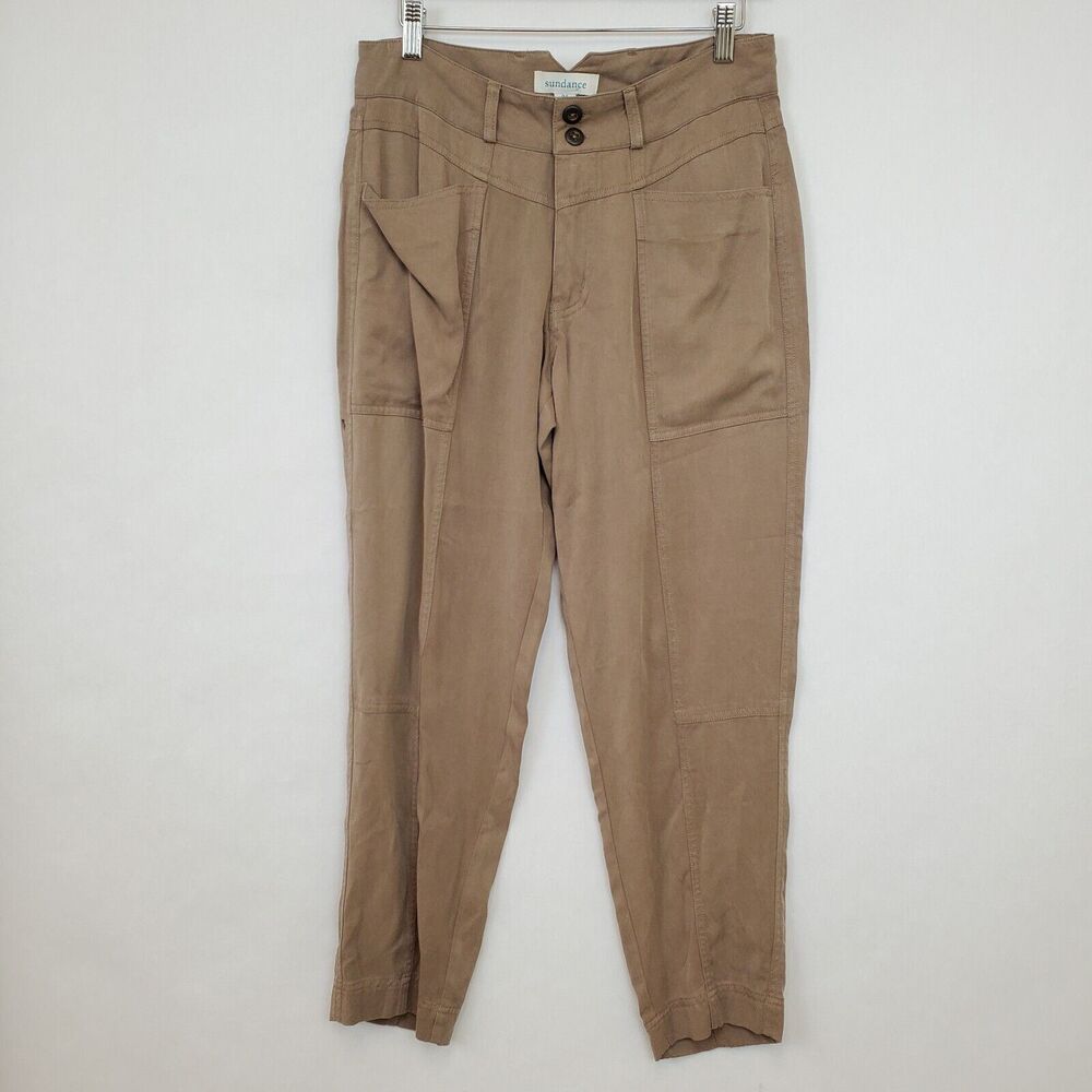 Sundance‎ Pants Womens 4 Petite Cargo Tapered Leg High Waist Soft Brown